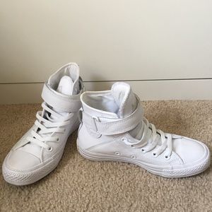 White Converse High Tops with Ankle Strap